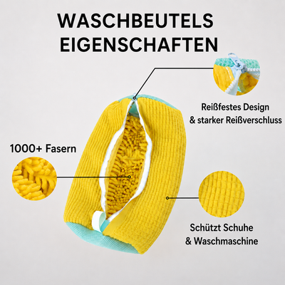 Saubere Schuhe nach nur einem Waschgang in der Waschmaschine.