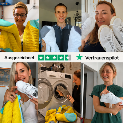 Saubere Schuhe nach nur einem Waschgang in der Waschmaschine.