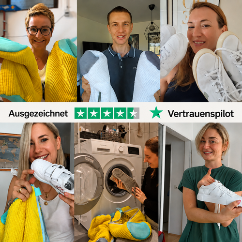 Saubere Schuhe nach nur einem Waschgang in der Waschmaschine.